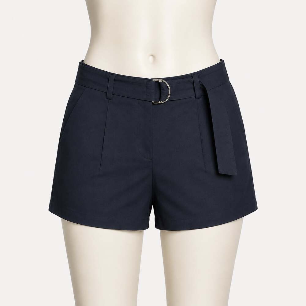 LOFT Pure Spun Navy Belted Shorts Women’s 0 Lyocell Linen Blend NWT